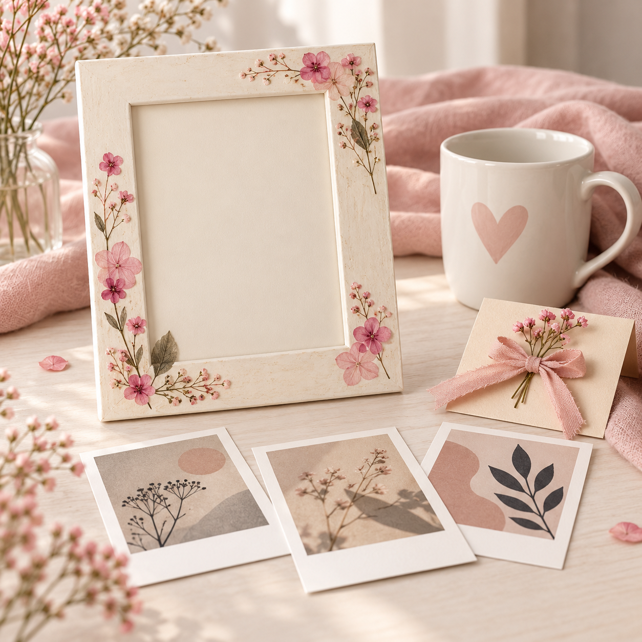 Styling inspiration for a personalised floral frame