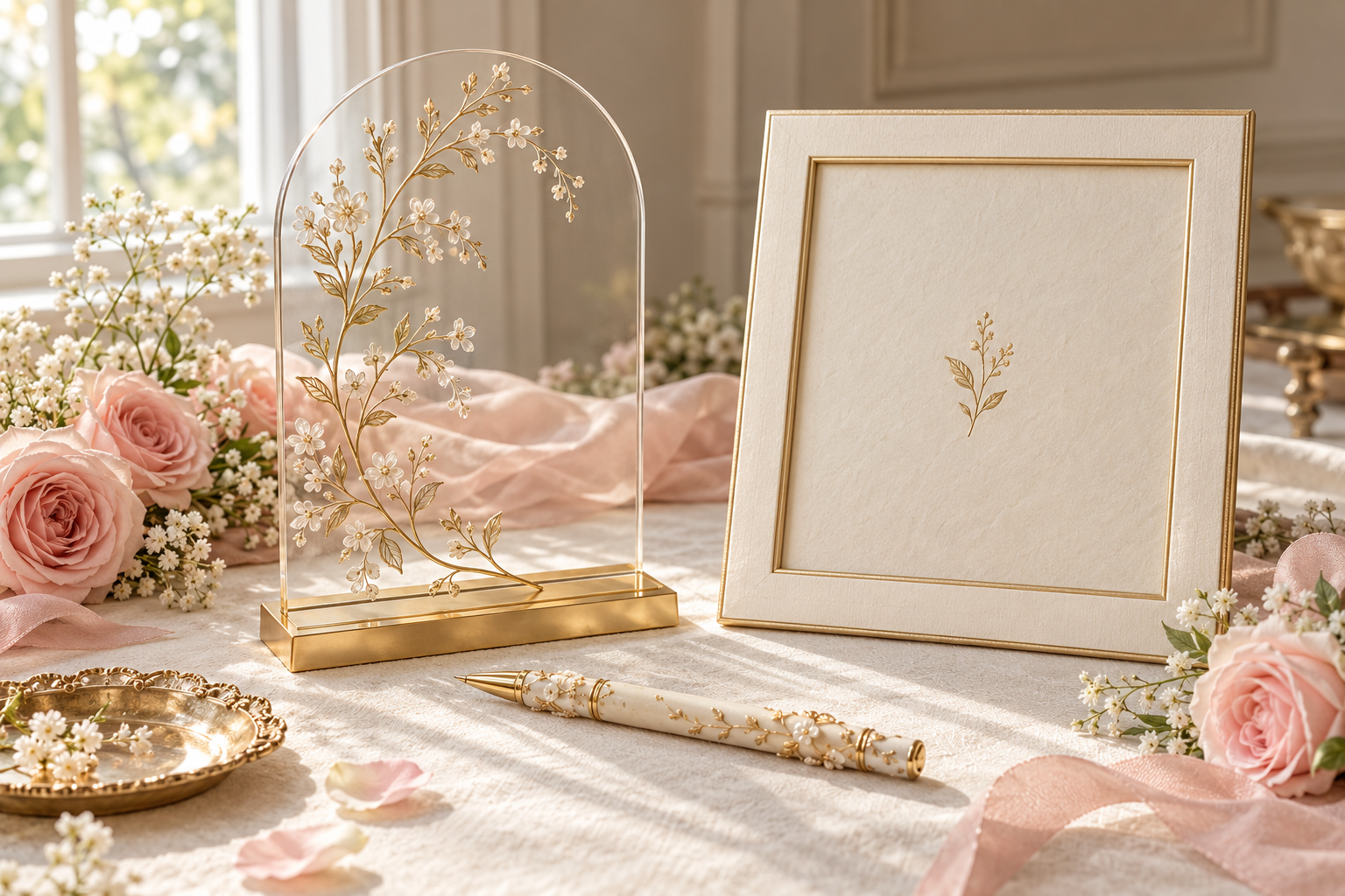 Styling inspiration: floral Nikah plaque, frame and pen